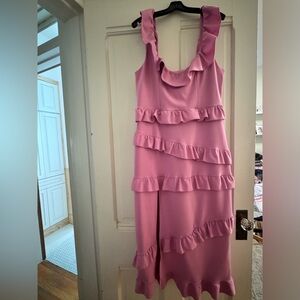 Show Me Your MuMu Pink Ruffled Midi Sundress